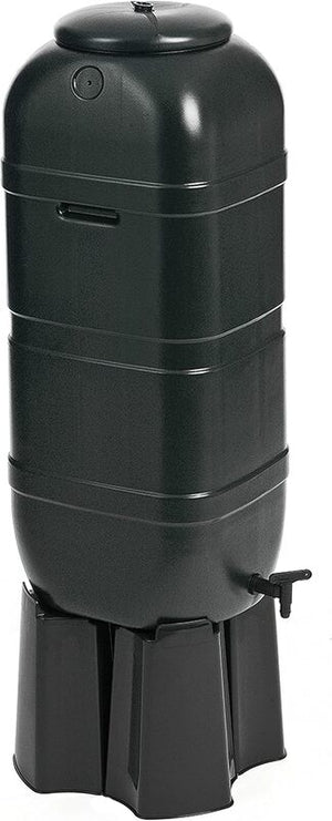 B-Ware Strata Regentonnen-Set 100L Schwarz mit Standfuß und Regensammler 36x32x96cm