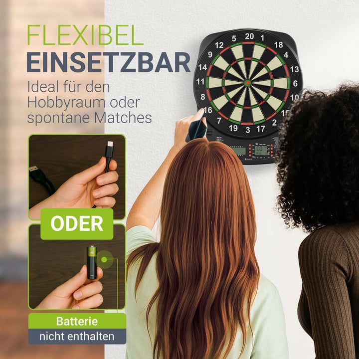 Elektronische Dartscheibe E-Dartscheibe LCD-Display USB-C Anschluss 18 Pfeile - 4262437186542