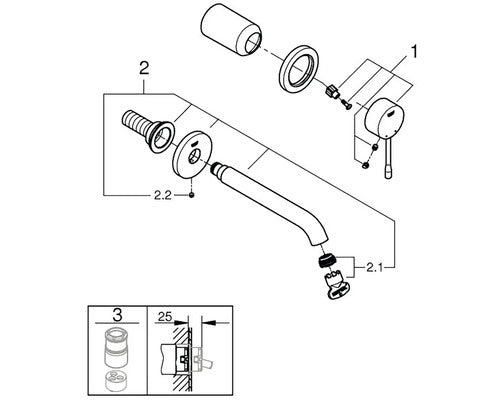 GROHE Essence 2-Loch-WT-Wandbatt Waschtischarmatur 183mm hard graphite gebürstet - 4005176426193