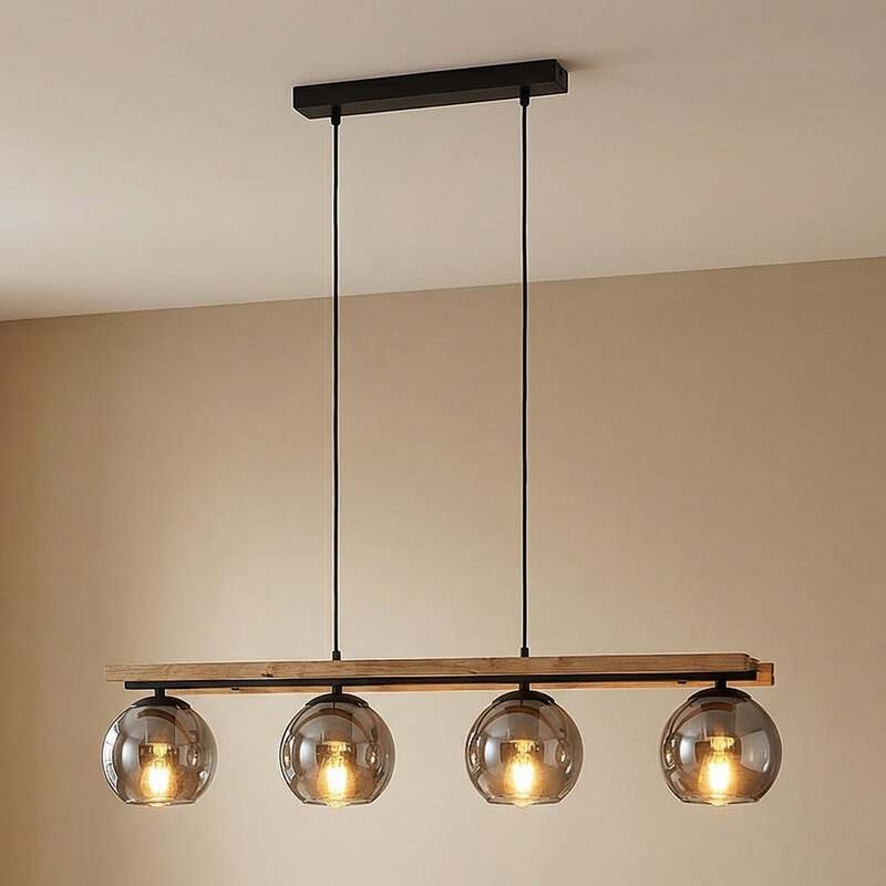 Lindby Hängelampe Hängeleuchte Enrique LED Pendelleuchte Lampe 4-flammig grau - 4251096596717