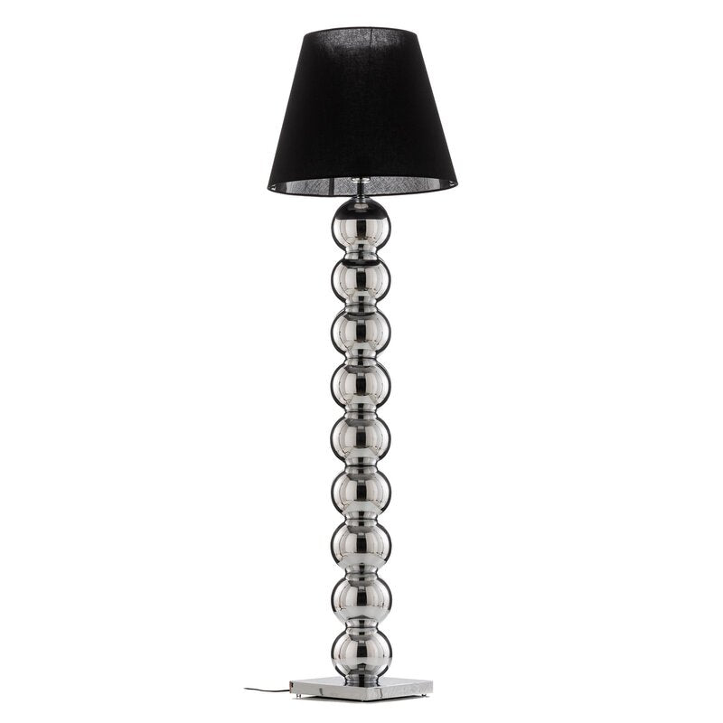 Textil-Stehlampe Fulda Schirm schwarz Fuß chrom Stehleuchte Lampe Leuchte Spot - 5902553217087