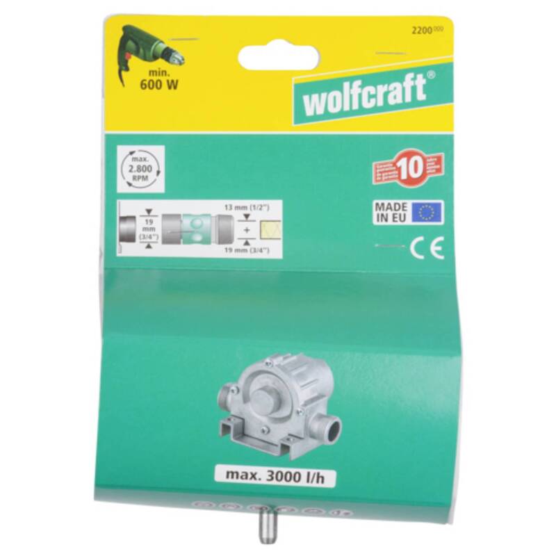 Wolfcraft Bohrmaschinenpumpe selbstansaugend 3000l/h 2800U/min robust - 4006885220003