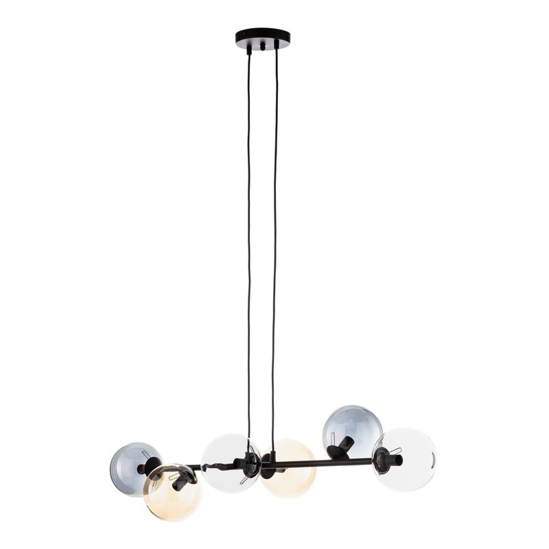 Hängeleuchte Glassy 6-flg grafit amber klar Glas 110 cm Hängelampe Leuchte Lampe - 5901738918917