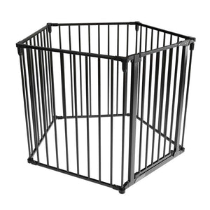 B-Ware Kamin- / Ofenschutzgitter 300 cm Sicherheitsgitter mit Tür schwarz Metall