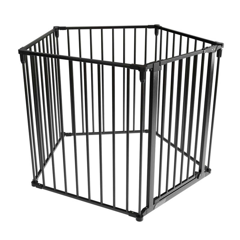 Kamin- / Ofenschutzgitter 300 cm Sicherheitsgitter mit Tür schwarz Metall - 4260304766903