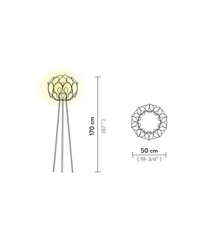 Slamp Stehleuchte Flora Design Standlampe E27 Höhe 170 cm Pewter zinnfarben grau - 8024727067803