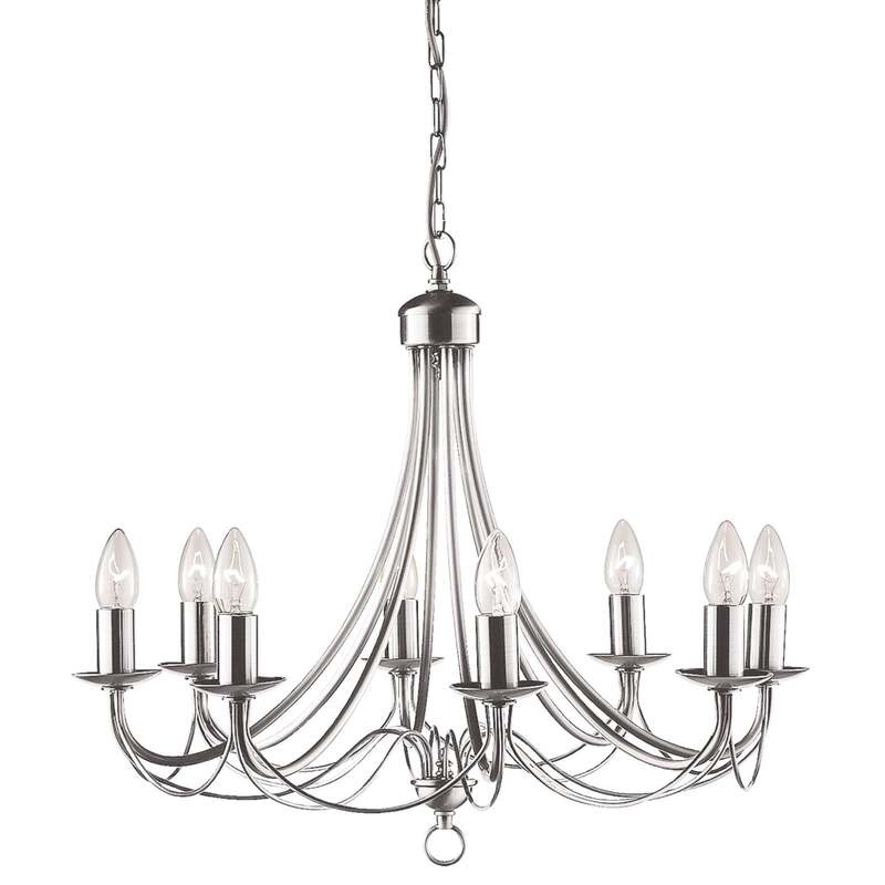 Kronleuchter Maypole satin silber 8-flammig E14 dimmbar 50 cm 60 cm Searchlight - 5053423021041