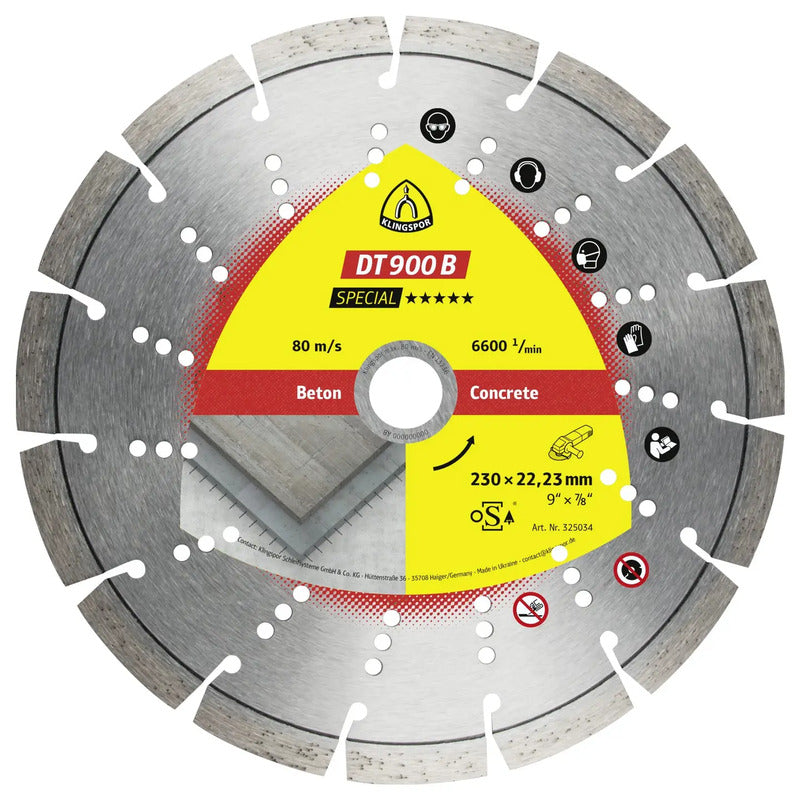 Klingspor Diamanttrennscheibe DT 900 B 230mm für Altbeton armiert Beton - 4014855216352