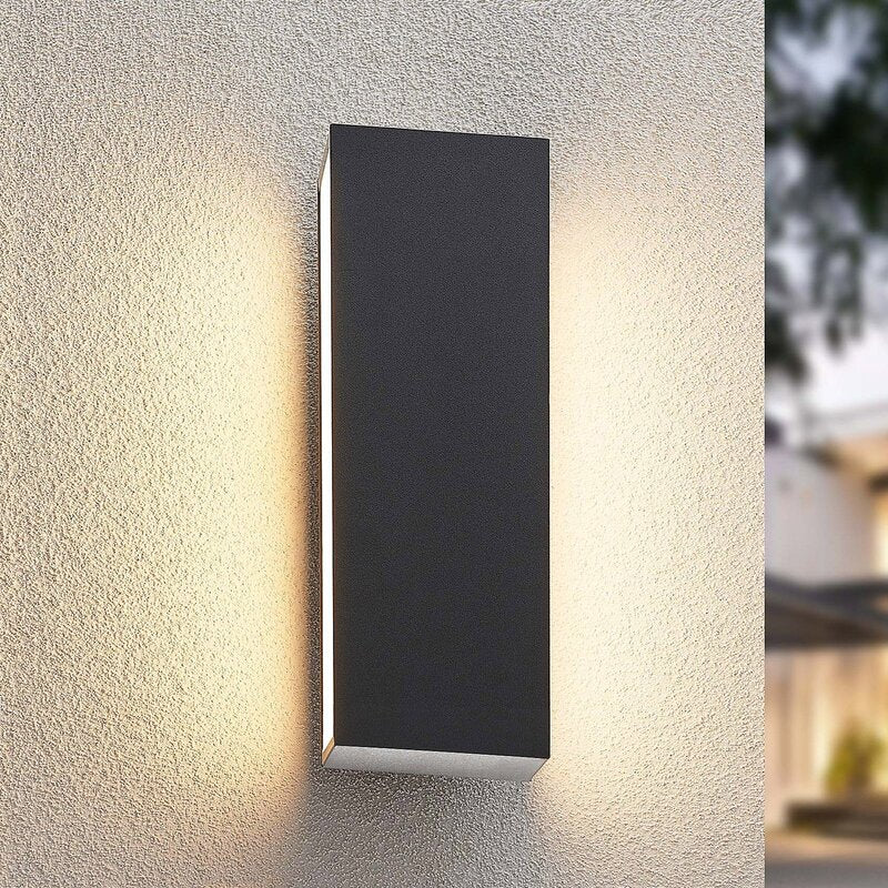 Lucande Außenleuchte Außenlampe LED Wandlampe dunkelgrau Polycarbonat Edelstahl - 4251096573459