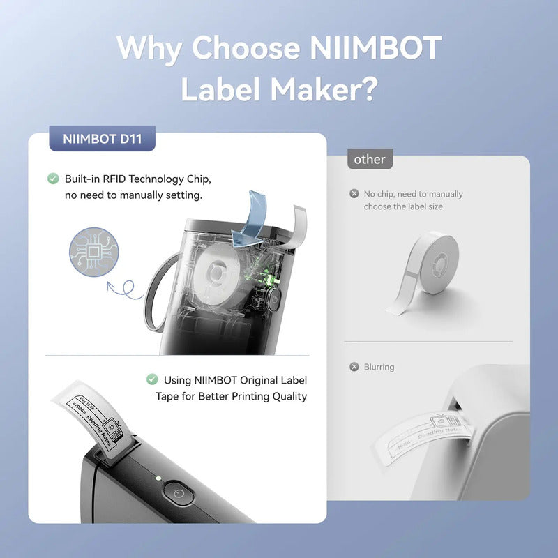 NIIMBOT Etikettendrucker Beschriftungsgerät Mobildrucker D11 H Bluetooth Schwarz - 6977031212150