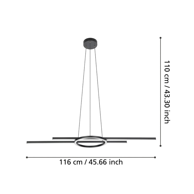 Eglo LED Hängeleuchte Zillerio-Z dimmbar schwarz CCT Lichtfarbe 116x30cm - 9008606240593