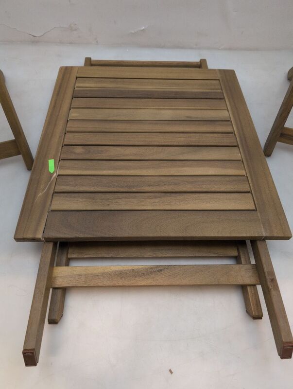 Balkonmöbel Set 3-teilig Akazienholz klappbar platzsparend Tisch Stuhl natur - 4260565529910