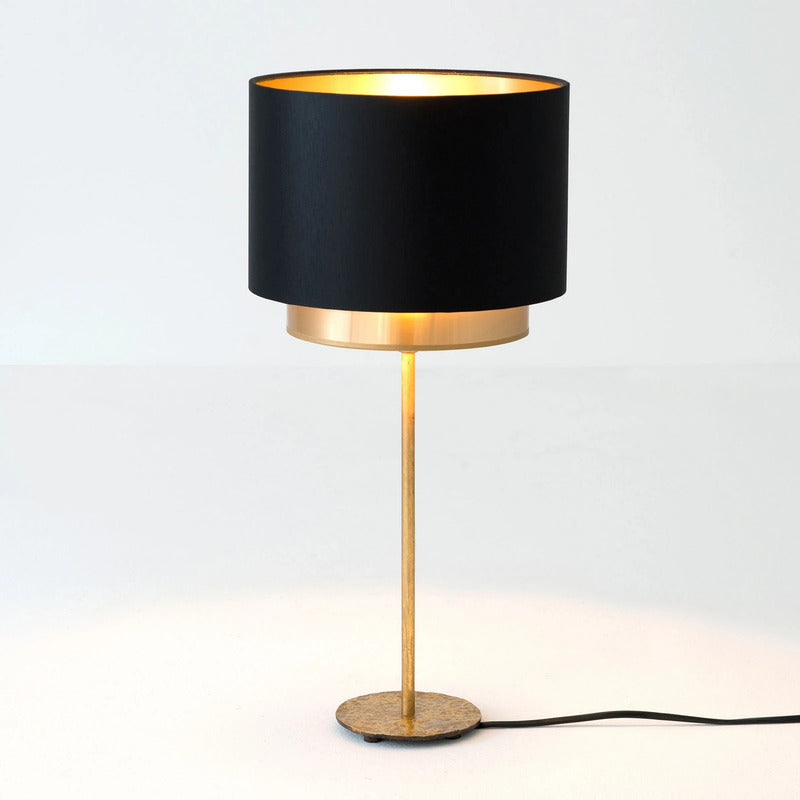 Holländer Tischleuchte Tischlampe Mattia Chintz schwarz gold Eisen Stoffschirm - 4250151346069