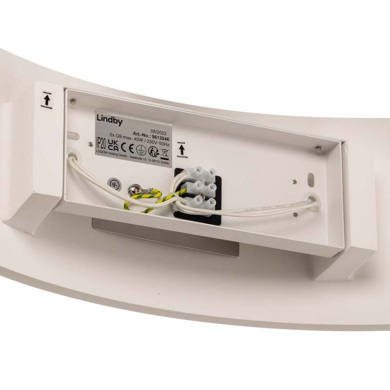Lindby Wandleuchte Naike LED Wandlampe Gips dimmbar weiß 35x15cm IP20 2-flammig - 4251096524338