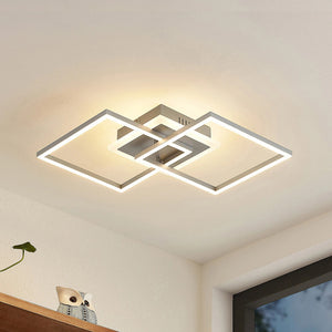 B-Ware Lindby Deckenleuchte Deckenlampe Led Fjardo Silber Fernbedienung Quadratisch Cct