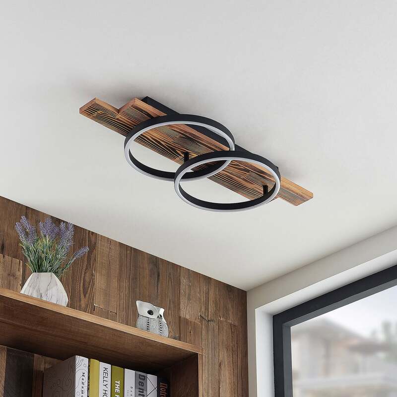 Lindby Deckenleuchte Sentoa LED Lampe dimmbar warmweiß Kiefernholz 75cm lang - 4251911728088