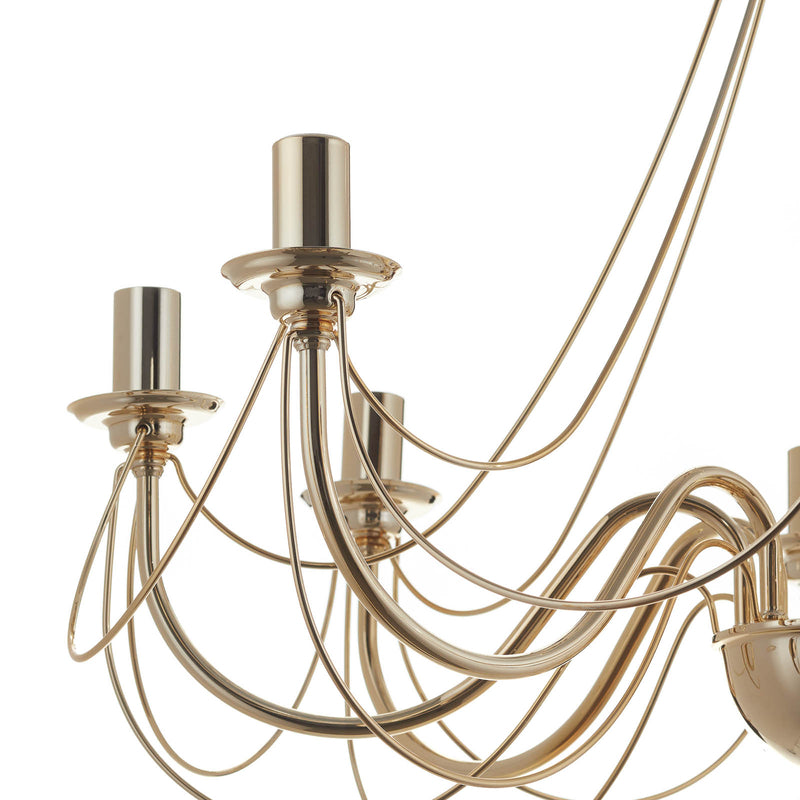 Kronleuchter Retro Hängelampe gold 8-flammig LED dimmbar 75cm Abhängung Ø70cm - 5905563001684