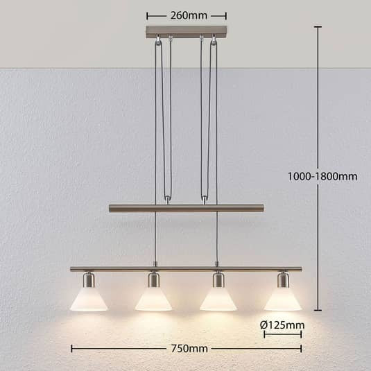 Lindby Höhenverstellbare Pendelleuchte Deko-Hängeleuchte E14 Delira 4-flg nickel - 17004386252092