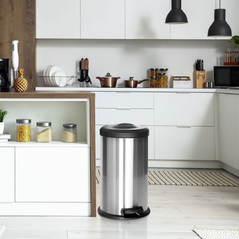hjh OFFICE Abfallsammler Mülleimer Müllbehälter 40L silber Stahl - 4064323036449