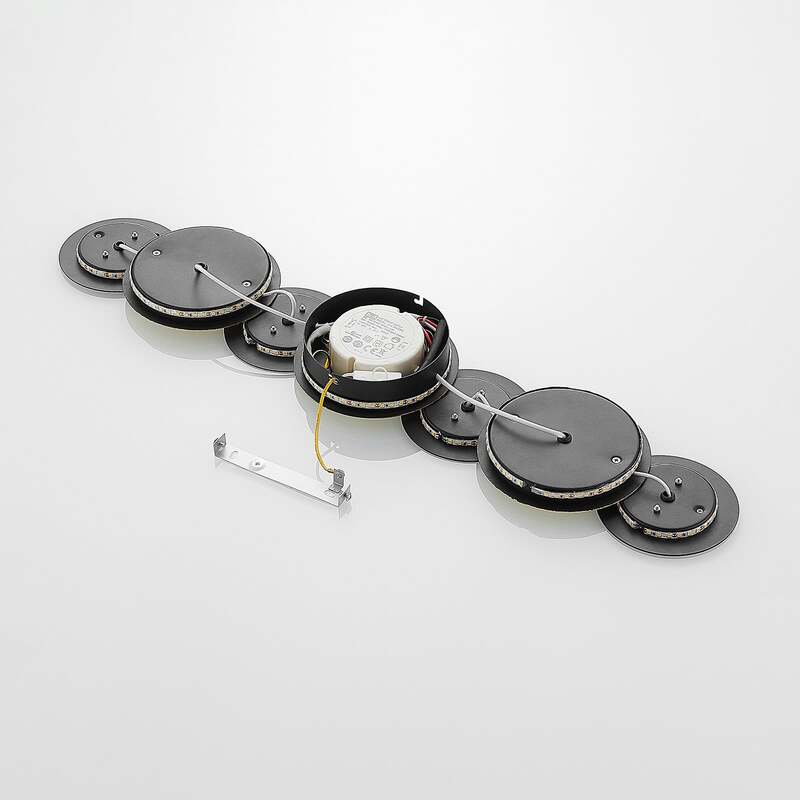 Lindby Wandleuchte Grazyna LED Wandlampe 7-flg verstellbar schwarz gold 72cm - 4251096566703