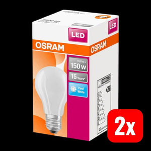 2x B-Ware OSRAM HOMELIGHTING LED Lampe E27 Glühlampenform 17W Kaltweiß 4000K Ø70mm 118mm