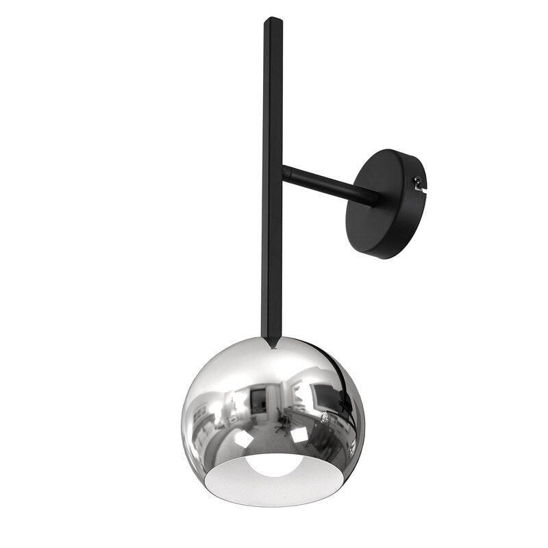 Luminex Wandleuchte Luminex Mira schwarzer Metallschirm Chrom 1-flammig Lampe - 5907565936230