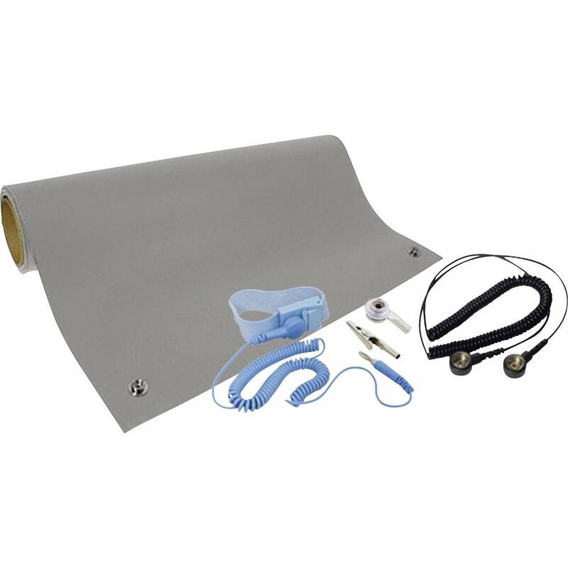 Quadrios ESD-Tischmatten Set Arbeitsplatzunterlage grau 1200x600mm ESD Matte - 4260573961467