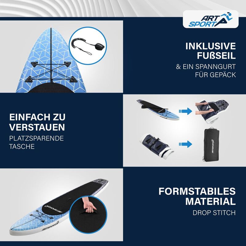 Stand Up Paddling Board SUP Komplett Set Aufblasbares Board mit Paddel Tasche - 4260565524816