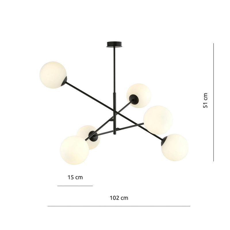 Deckenleuchte Linear schwarz/opal sechsflammig Deckenlampe Lampe SIEHE TEXT/FOTO - 5901738923591