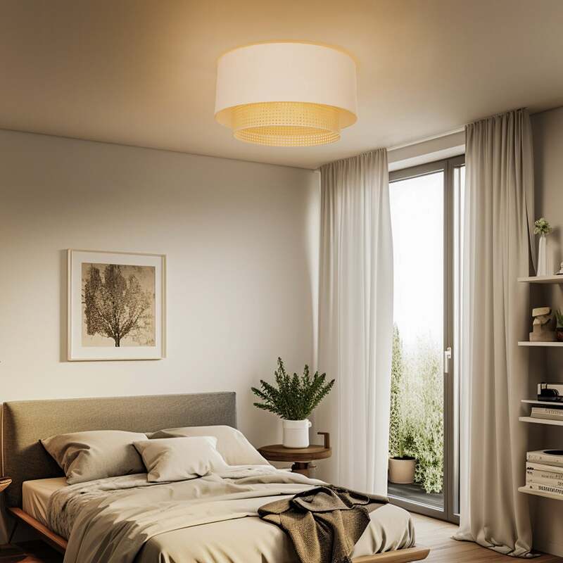 Duolla Deckenleuchte Hängelampe Boho Rattanlampe creme weiß 60 cm Baumwolle - 5903689189736