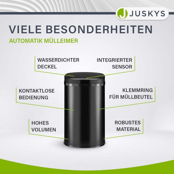 Rechteckiger Mülleimer mit Sensor Automatischer Abfalleimer 60 L schwarz - 4260565529811