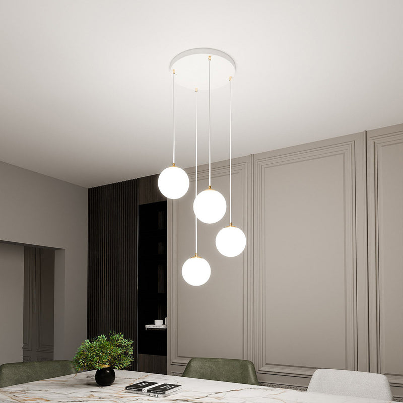 Hängeleuchte Royal 4-flg opalweiß/weiß Glas E14 dimmbar 100cm max Abhängung - 5901738926158
