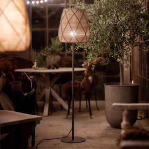 B-Ware PR Home Terrassenlampe Agnar Lollo LED Gartenlampe Rattanoptik grau 154cm