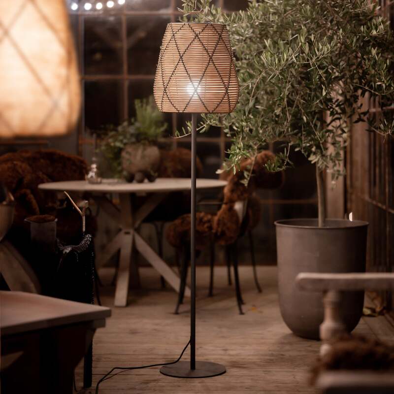 PR Home Terrassenlampe Agnar Lollo LED Gartenlampe Rattanoptik grau 154cm - 7330976138883