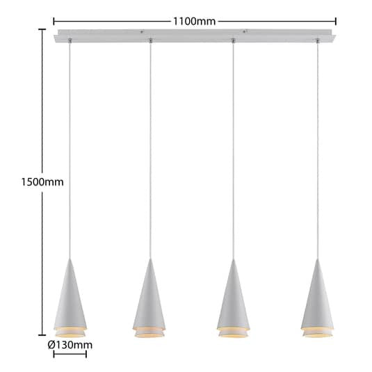 Lucande Naoh Hängeleuchte Deckenlampe Lampe Leuchte Aluminium 4-fl. E27 weiß - 4251911709698