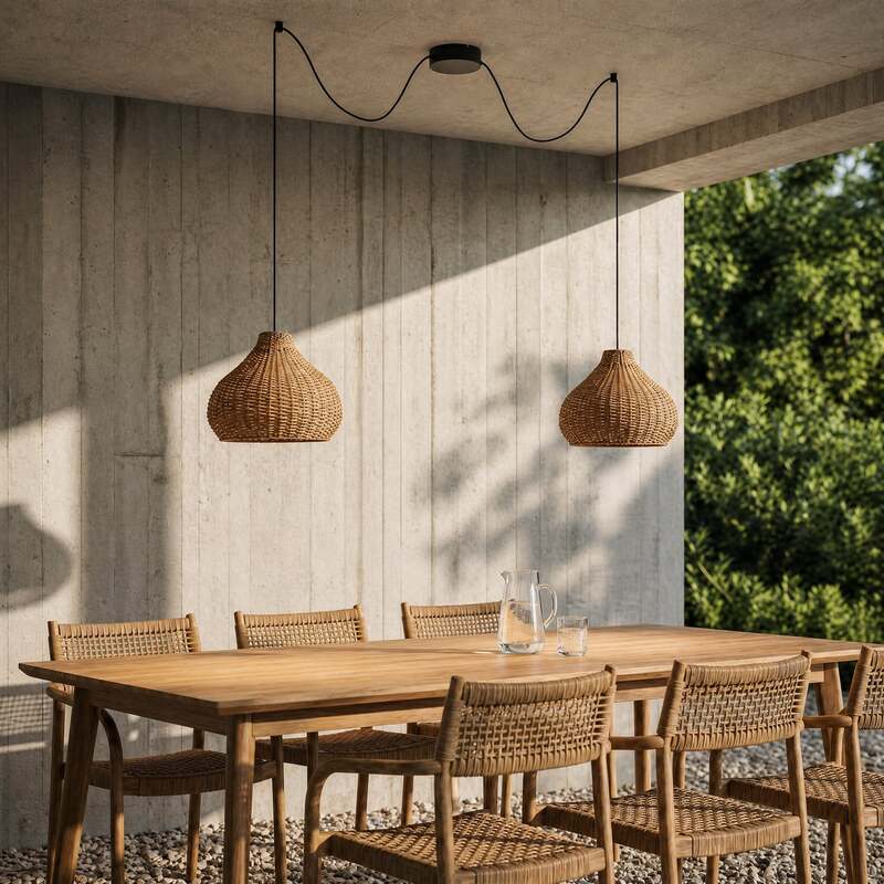 Lucande Außenlampe Gartenleuchte Taniola LED Hängelampe dimmbar beige Rattan - 4251911798722