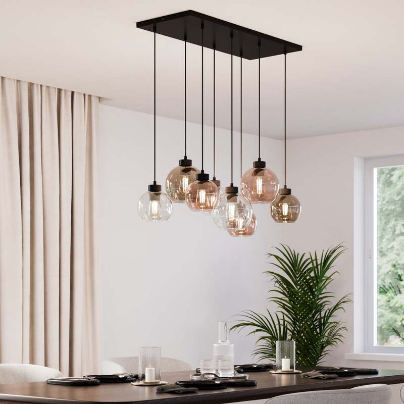 TK Lighting Hängeleuchte Cubus 68cm 8-flammig LED Pendelleuchte dimmbar braun - 5901780528348