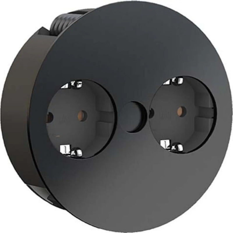 BACHMANN Steckdosenleiste Schutzkontakt 2-fach Einbau Metall schwarz 2m 16A - 4057298031281