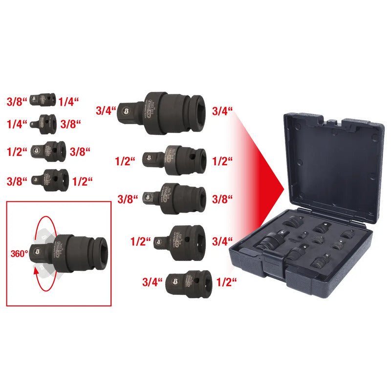 KS Tools Steckschlüssel-Vergrößerungsstück 1/4" 190mm Adapter Werkzeugset 19-tlg - 4042146228388