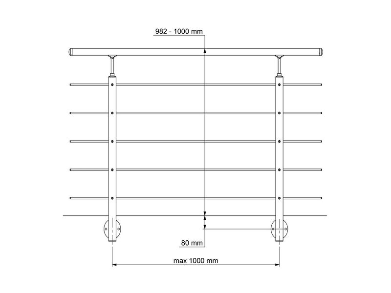 Dolle Geländer-Set Aluminium 150cm witterungsbeständig Handlauf Edelstahl grau - 5708580947603