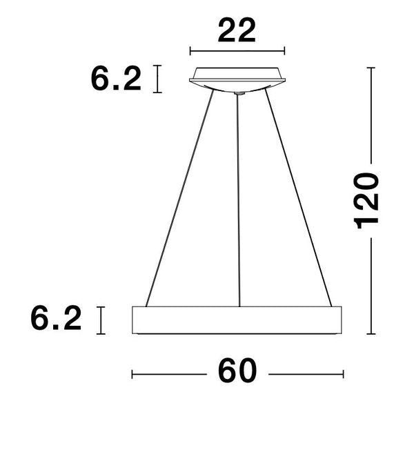 Nova Luce Pendelleuchte Hängeleuchte LED RANDO THIN Silber Warmweiß dimmbar 60cm - 5212017420251
