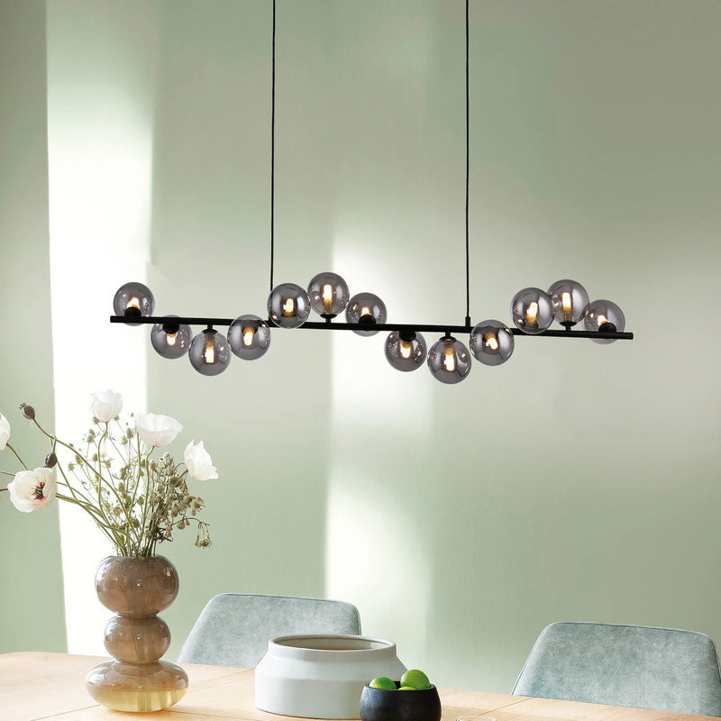 SCHÖNER WOHNEN Hängeleuchte Pendelleuchte Dubai Rauchglas G9 LED schwarz 13-flg - 4043689017590