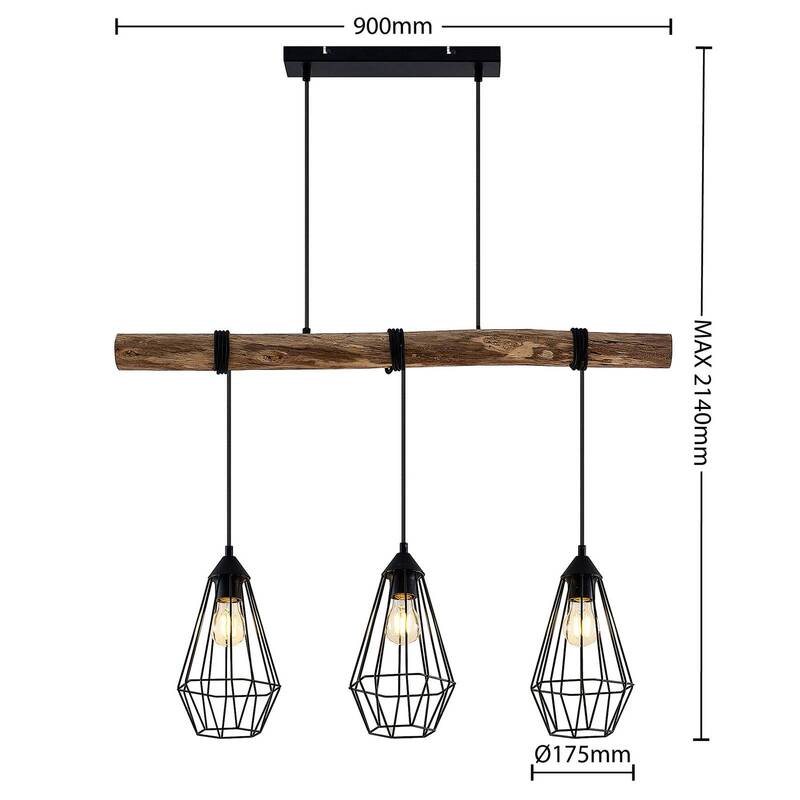 Lindby Eldarion Hängeleuchte Hängelampe Lampe Leuchte 3-flammig Licht schwarz - 4251096581126