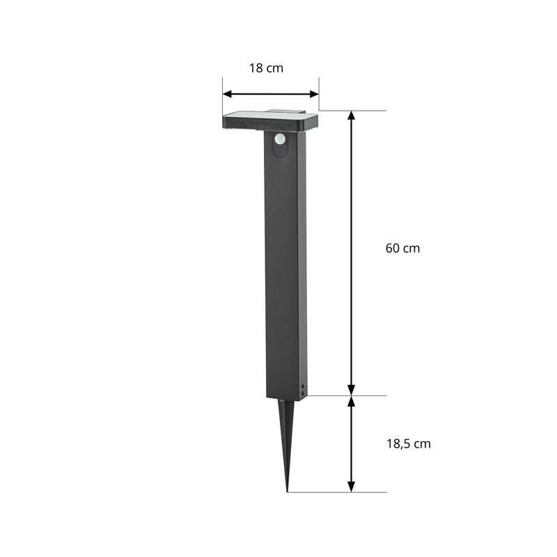Prios Wegeleuchte Gartenlampe LED Solarleuchte Sensor Tarlson schwarz 78,5 cm - 4255830907395