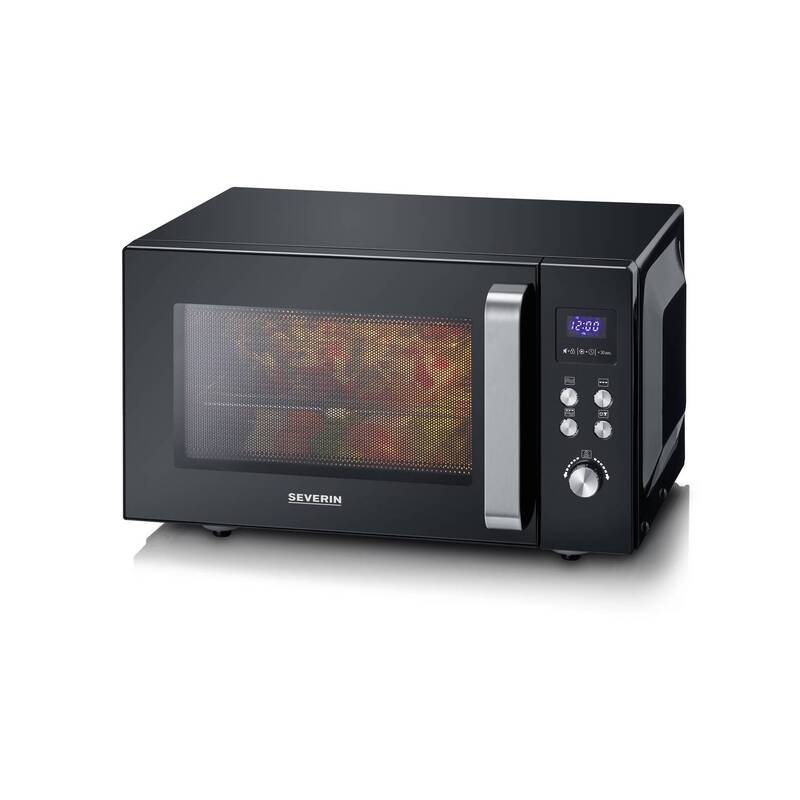 Severin MW Mikrowelle Schwarz Edelstahl 900 W Grillfunktion flacher Glasboden - 4008146037610