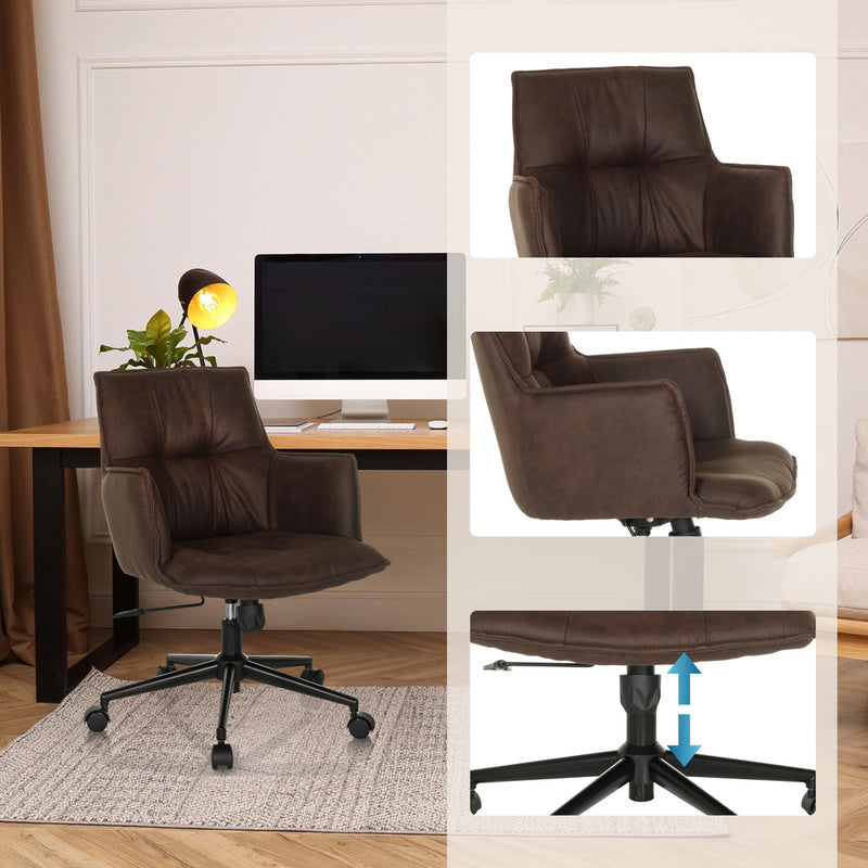 hjh LIVING SOLAO LIFE Home Office Stuhl dunkelbraun Vintage Drehstuhl - 4064323038832