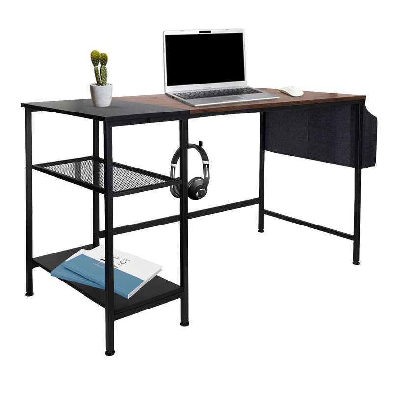 hjh OFFICE Schreibtisch Tisch WORKSPACE 120x60 cm Seitenregal schwarz braun - 4064323013648