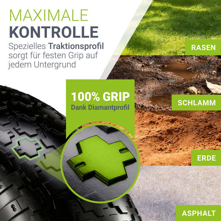Schubkarre Garten 100l Transporthilfe bis 250kg Luftreifen und Handschuhe Silber - 4260565522492