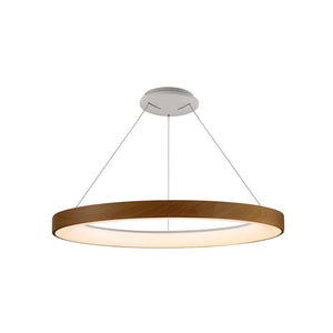 C-Ware LED-Hängeleuchte Niseko II 65cm Holzfarben mit Fernbedienung dimmbar