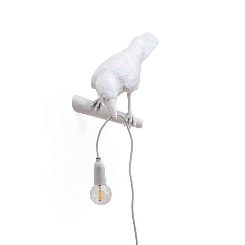 Seletti Wandlampe Wandleuchte Bird Lamp LED weiß Kunstharz Blick links - 8008215147345